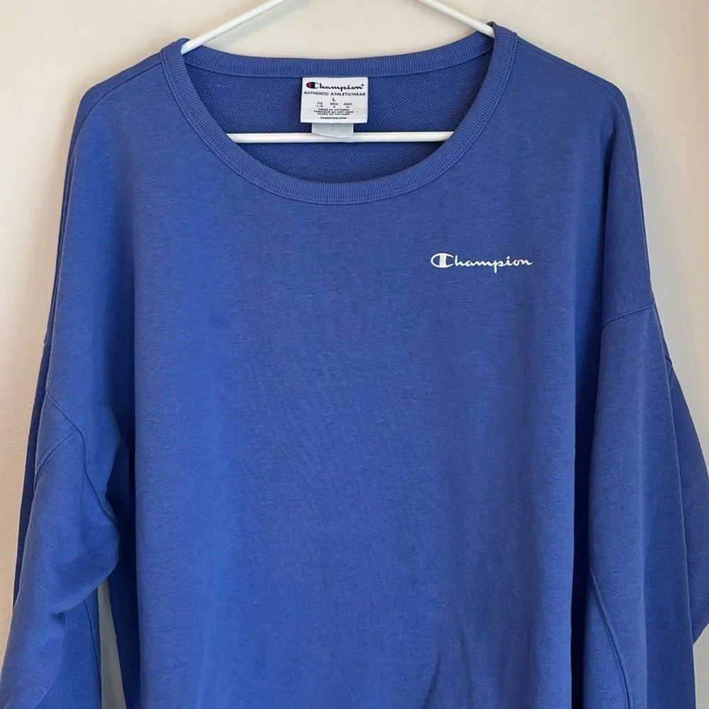 Champion Women cropped campus French terry crew neck knit sweatshirt LG NWT!